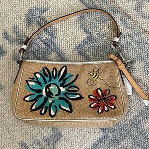 Coach Burlap Flower & Bee Mini Shoulder Bag
